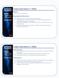 thumbnail image for the sample slides linked on this webpage.  the image is of two slides, one on top of the other.  they both have a dark blue band down the left side with white text, and blue text in the main body with a white background.