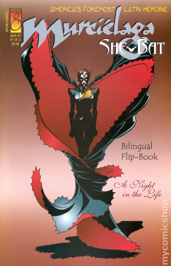cover for issue 1 of the bilingual flipbook comic book mini-series Murci&eacute;laga She-Bat