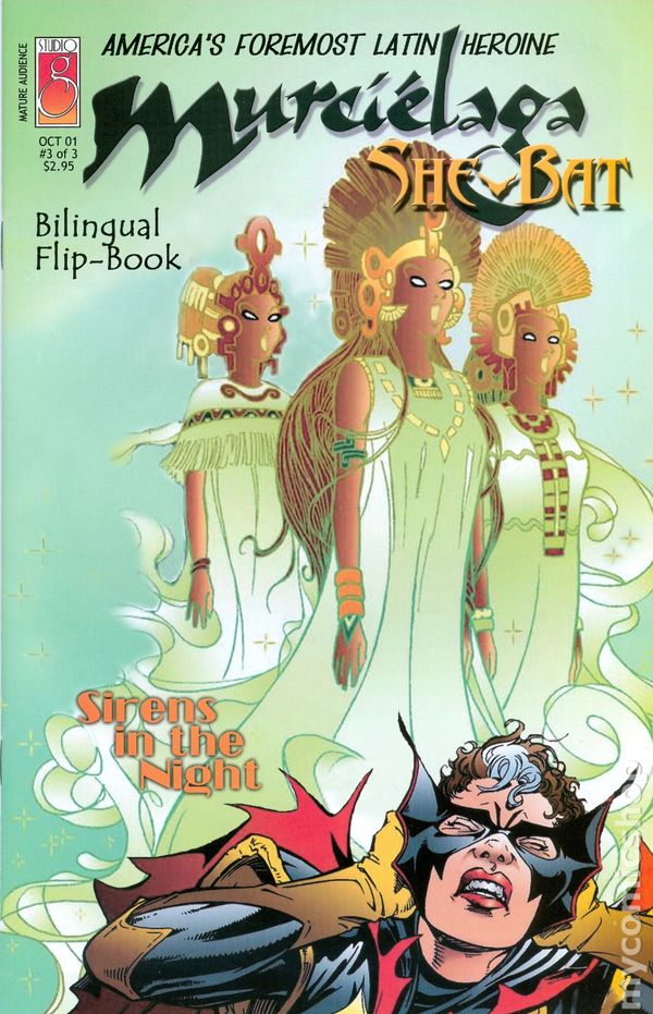 cover for issue 3 of the bilingual flipbook comic book mini-series Murci&eacute;laga She-Bat